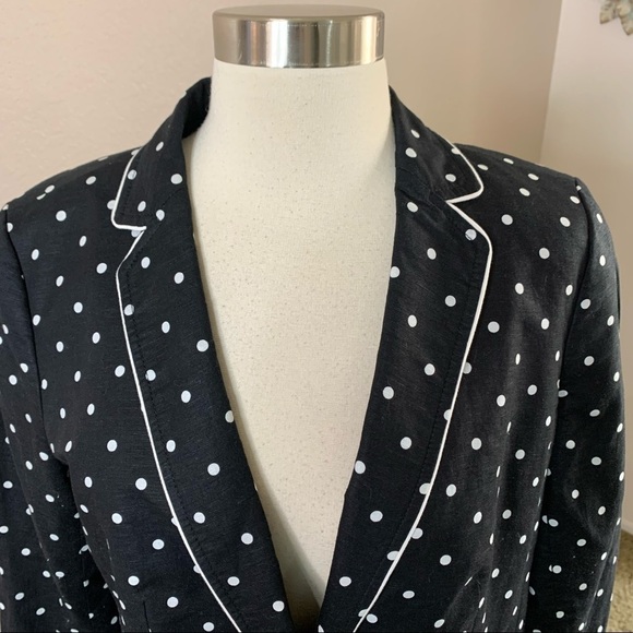 Talbots Linen Blend Polkadot Nautical Blazer Size 8 - Picture 9 of 16